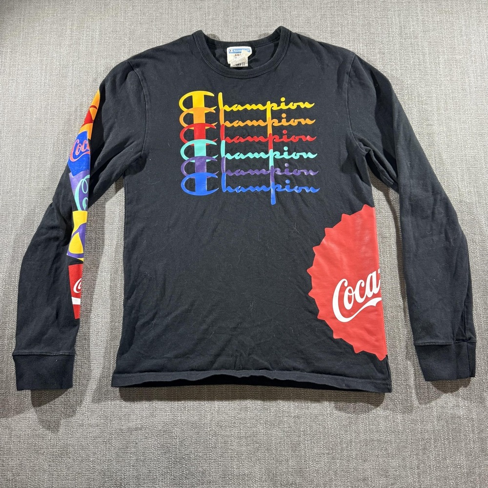 Champion Shirt Mens Small Coca-Cola Long Sleeve Graphic Collab Multicolor